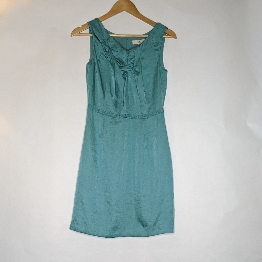ANN TAYLOR LOFT SHEATH DRESS 0 AQUA BLUE SLEEVELESS KNEE LENGTH COCKTAIL NWT